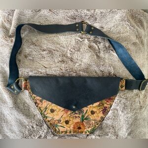 Faith by Kristy White Handmade Leather Crossbody Purse Floral Boho Western